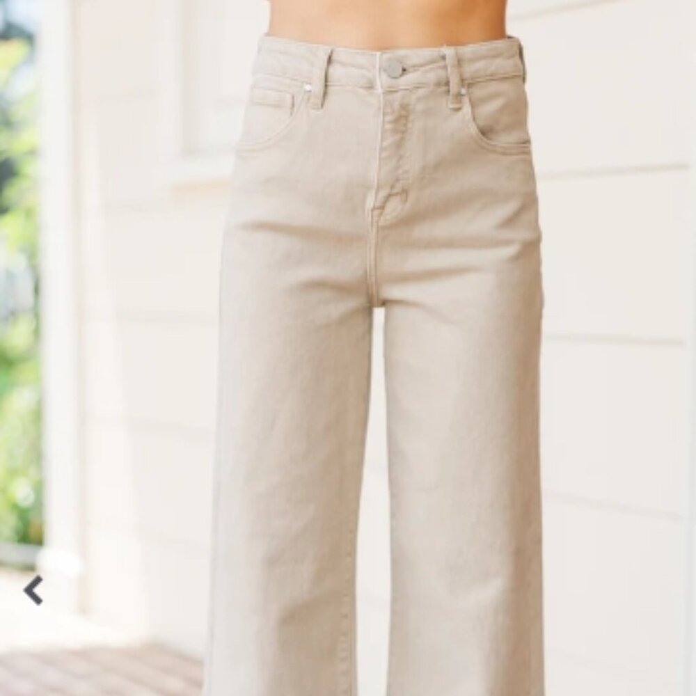 Divided H&M Cream Wide Leg Jeans | High Waist Neutral Denim | Women’s 8 (Fits 6) - Picture 3 of 12